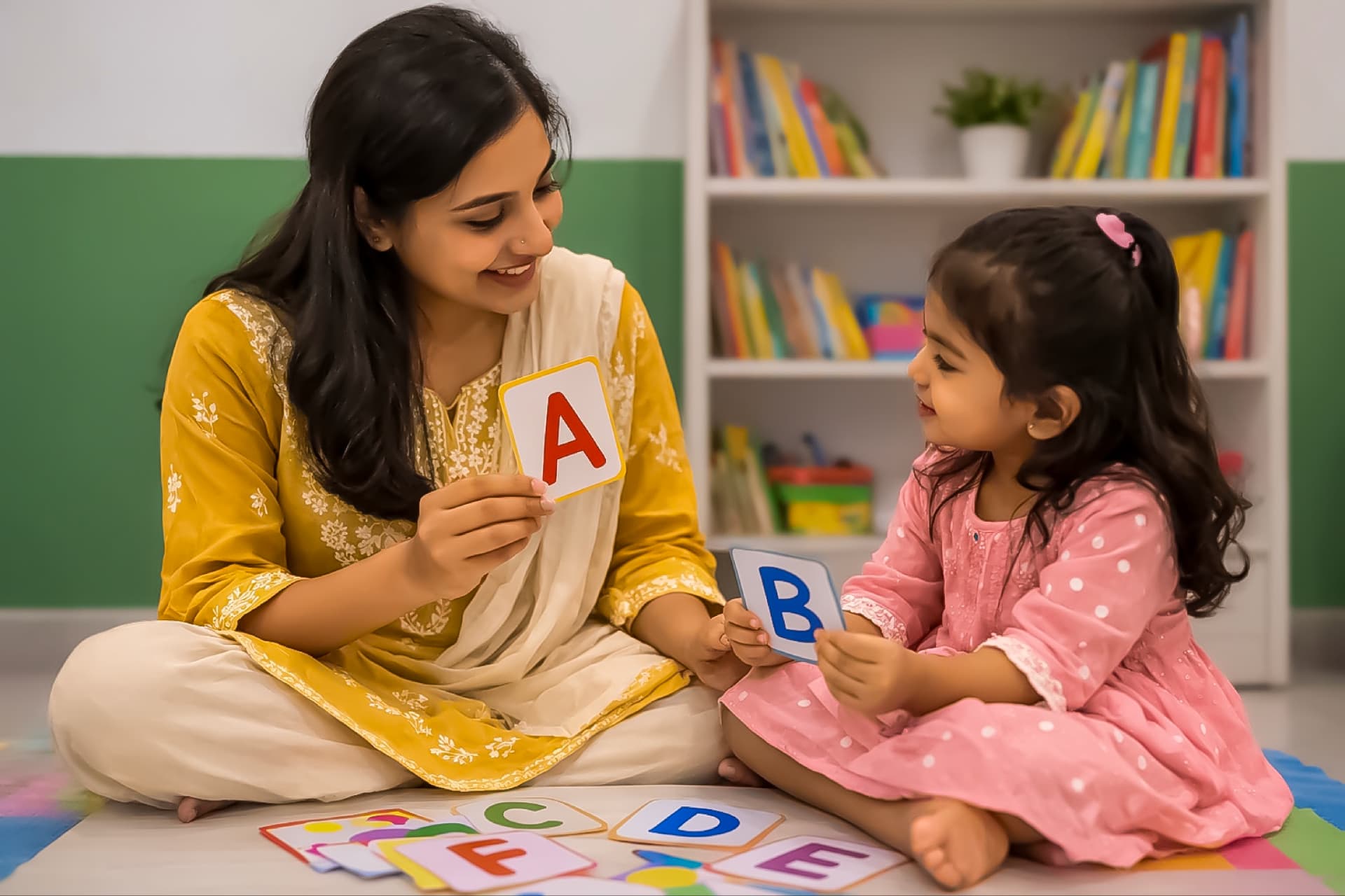 Therapist and child working with counting tool
